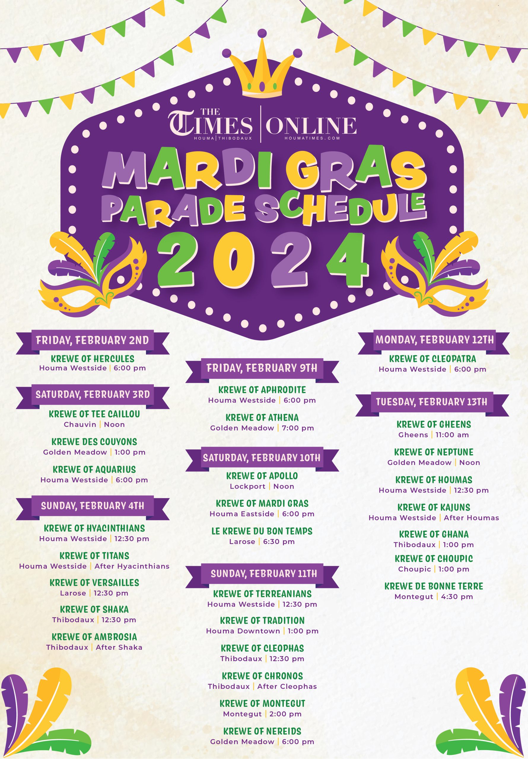 Mardi Gras 2024 Parade Schedule New Orleans Tracy Harriett
